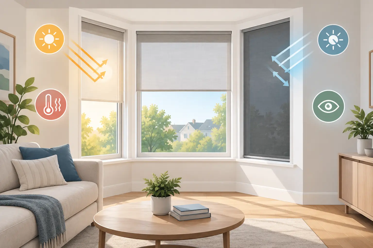 Bay Window Solutions for Heat, Glare and Privacy